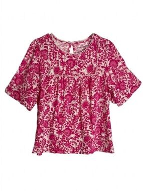 STUDIO PARK Floral Blouse, Women’s Size L, Pink White